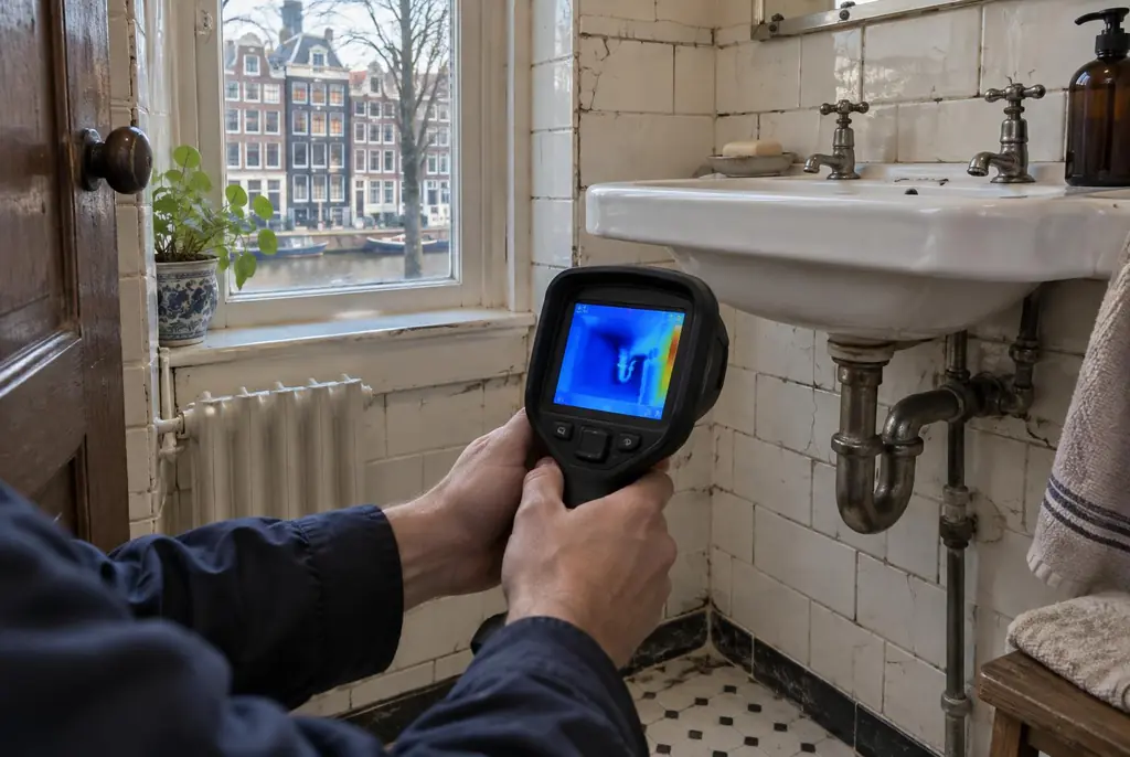 Lekdetectie Kesteren – badkamer met oude leidingen achter de tegels