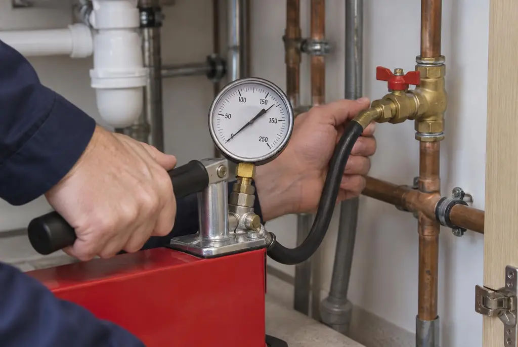 Lekdetectie Kesteren – druktest op een waterleiding met een manometer