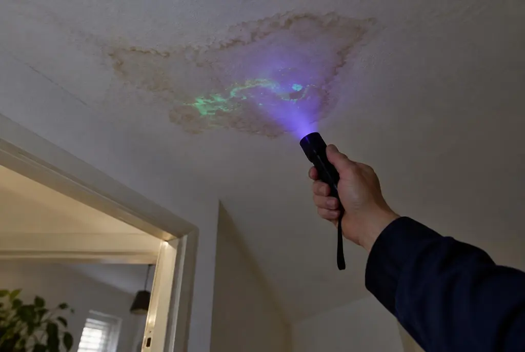 Lekdetectie Kesteren – kleurstof controleren op het plafond met uv-licht