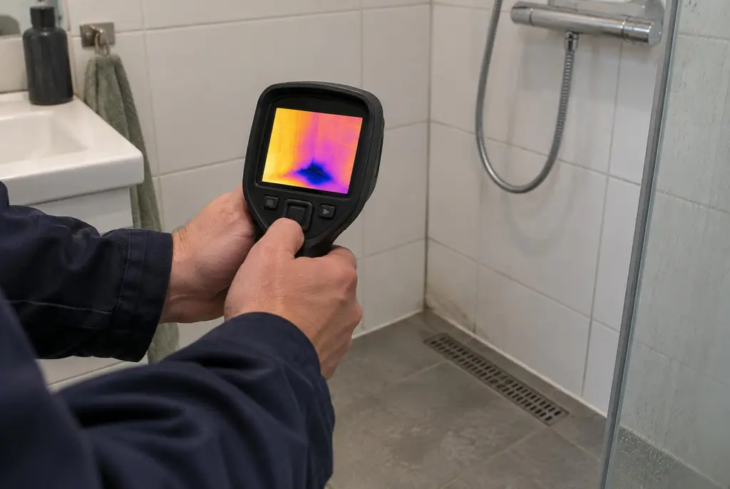 Lekdetectie Kesteren – lekdetectiespecialist met warmtebeeldcamera in een badkamer